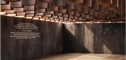 Equal Justice Memorial photo, inside view of Corten markers